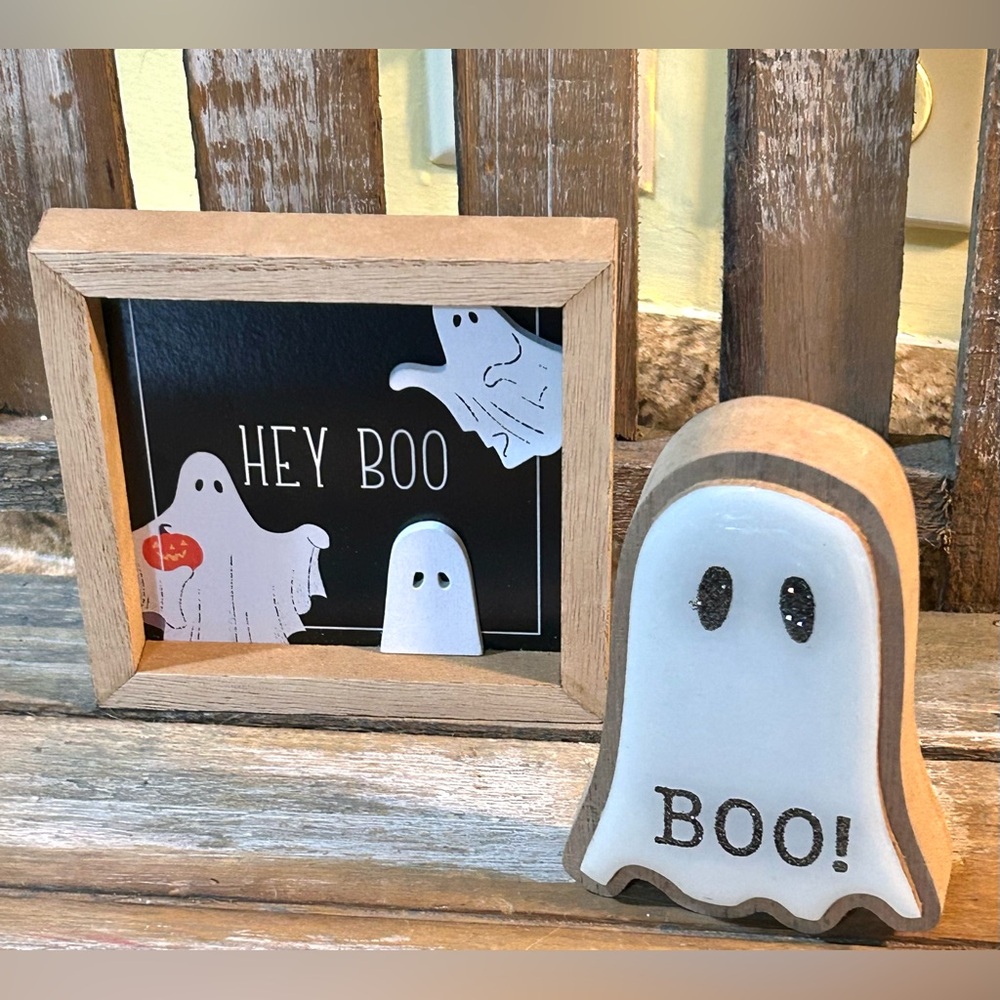 Ghost Decor Set with 'Hey Boo' Sign - Picture 4 of 4